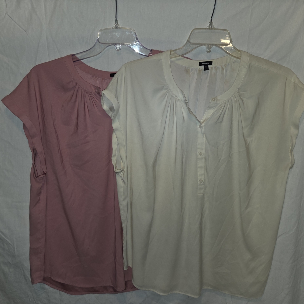 Women's Pink and Cream Blouses